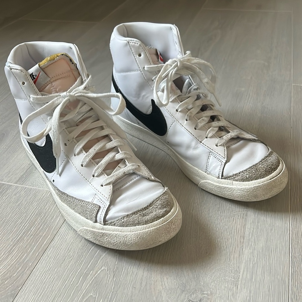 Nike White and Black Blazer High-Top Sneakers
